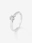 Anillo solitario de compromiso de oro blanco de 18K con diamante central de 0,3 quilates