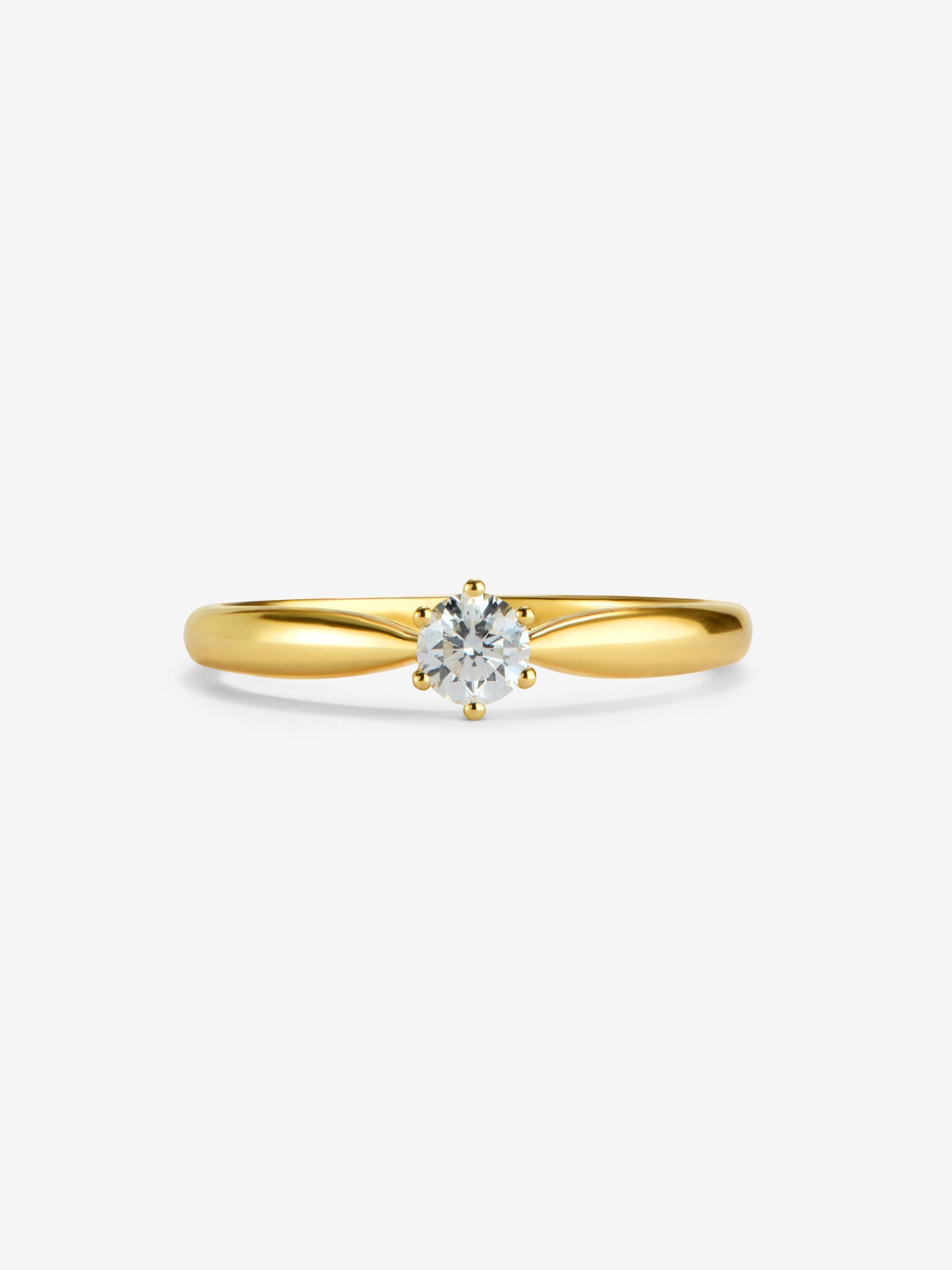 Anillo solitario de oro amarillo de 18K con diamante en talla brillante de 0,2 cts