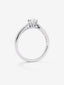 Anillo solitario de oro blanco de 18K con diamante central en talla brillante de 0,40 cts y diamantes en talla brillante con un total de 0,18 cts