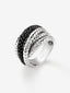 Anillo multibrazo de plata 925 con espinelas negras en talla brillante