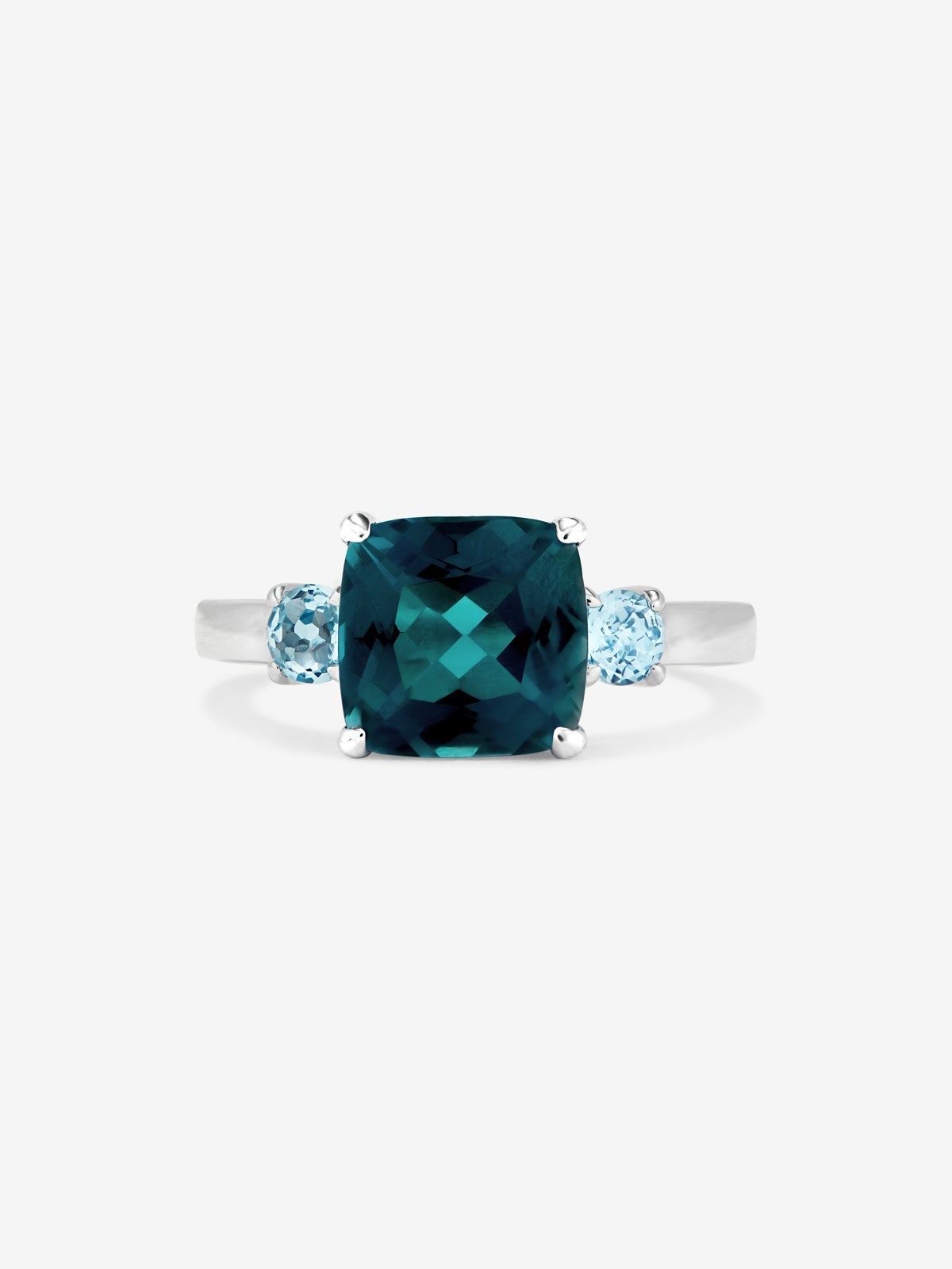 Anillo tresillo de plata 925 con topacios