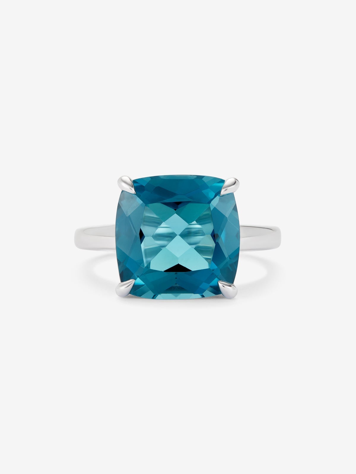 Anillo de plata 925 con topacio azul london en talla cushion de 10,1 cts