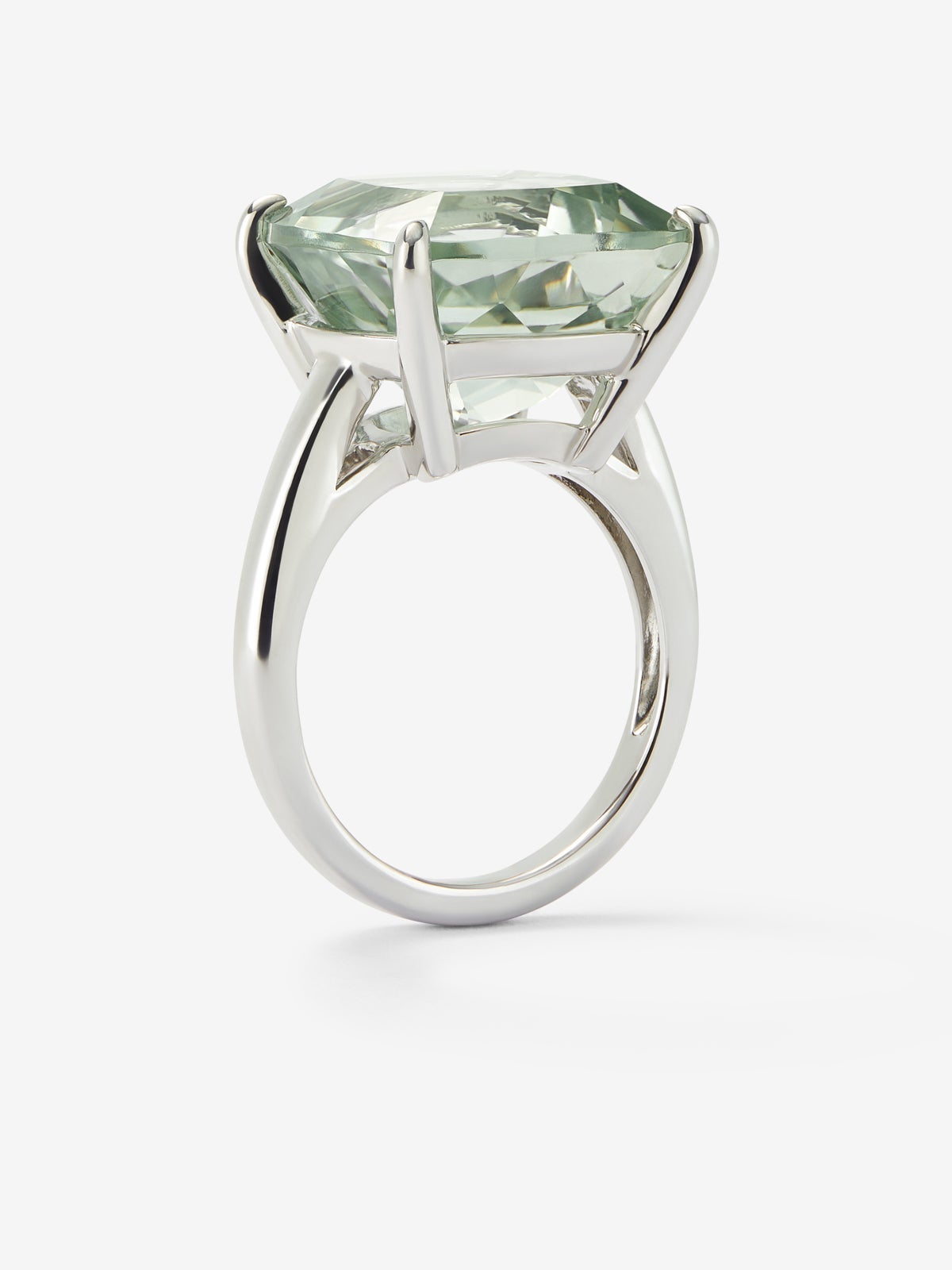 Anillo de plata 925 con amatista verde en talla cushion de 11,91 cts