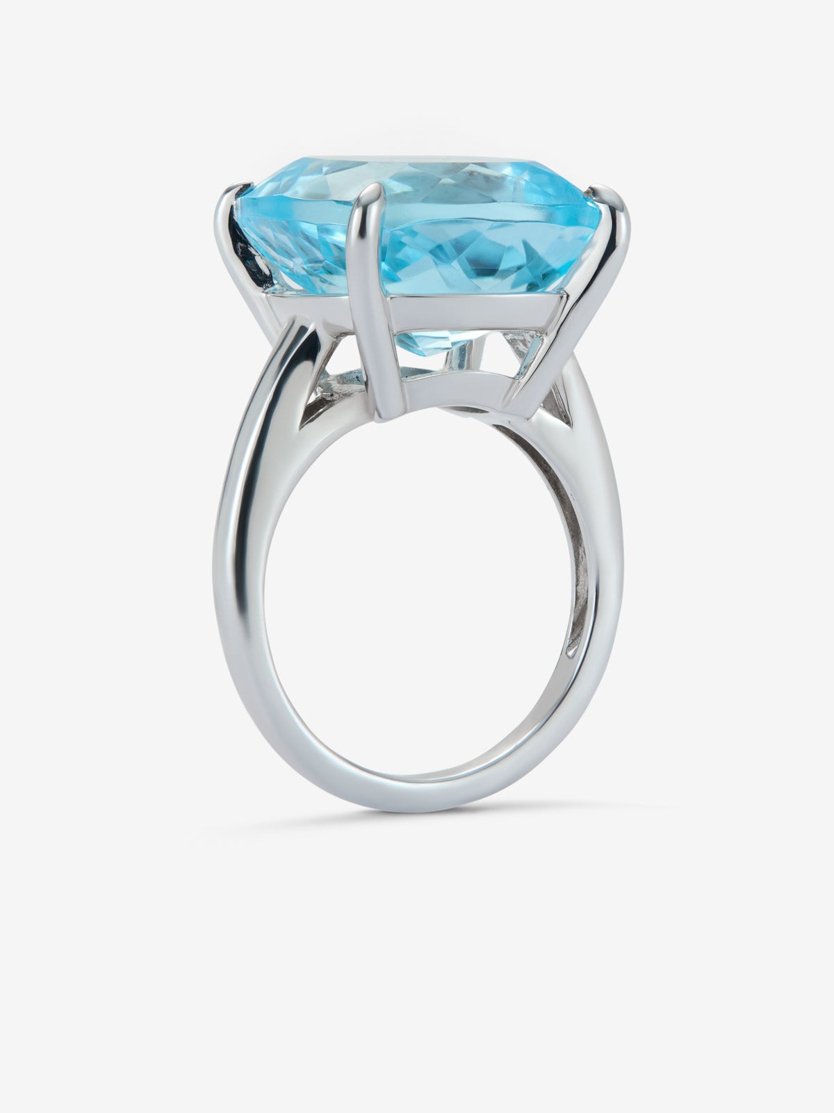 Anillo de plata 925 con topacio Sky en talla cushion de 18,49 cts