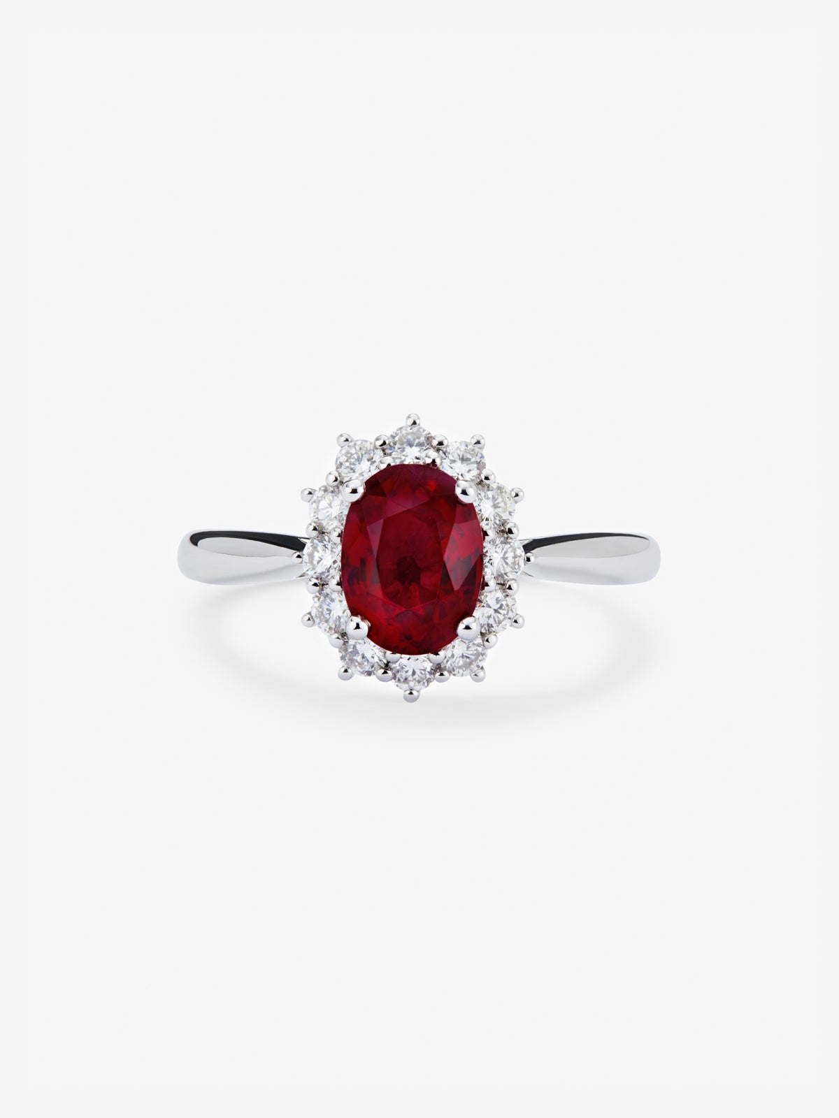 Anillo de oro blanco 18K con rubí