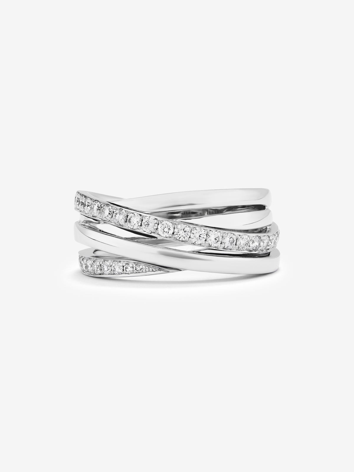Anillo multibrazo de oro blanco de 18K con 30 diamantes en talla brillante con un total de 0,45 cts