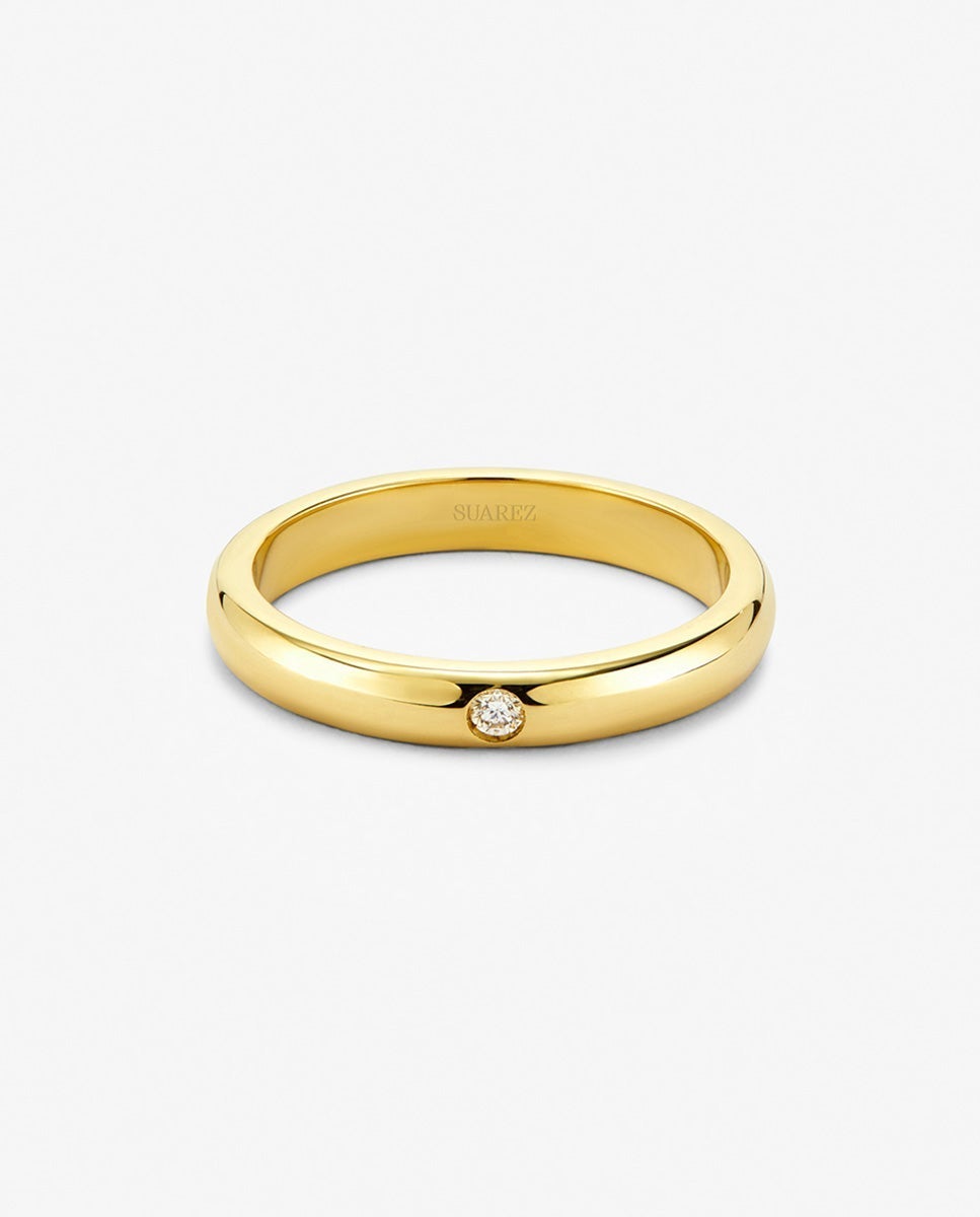 Alianza de oro amarillo de 18K con diamante en talla brillante de 0,03 cts