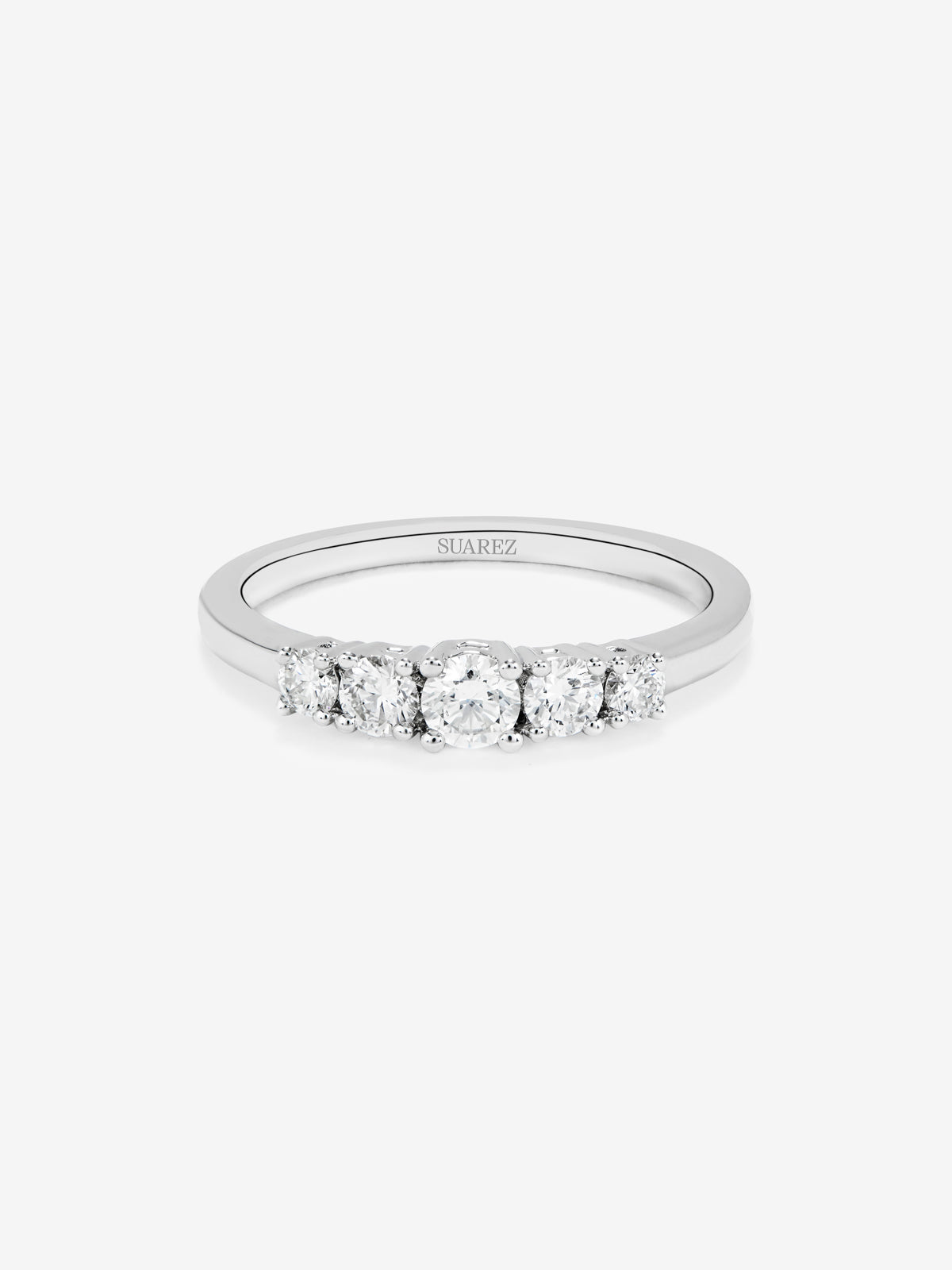 White gold five-ring with 0.17 ct brilliant-cut diamonds