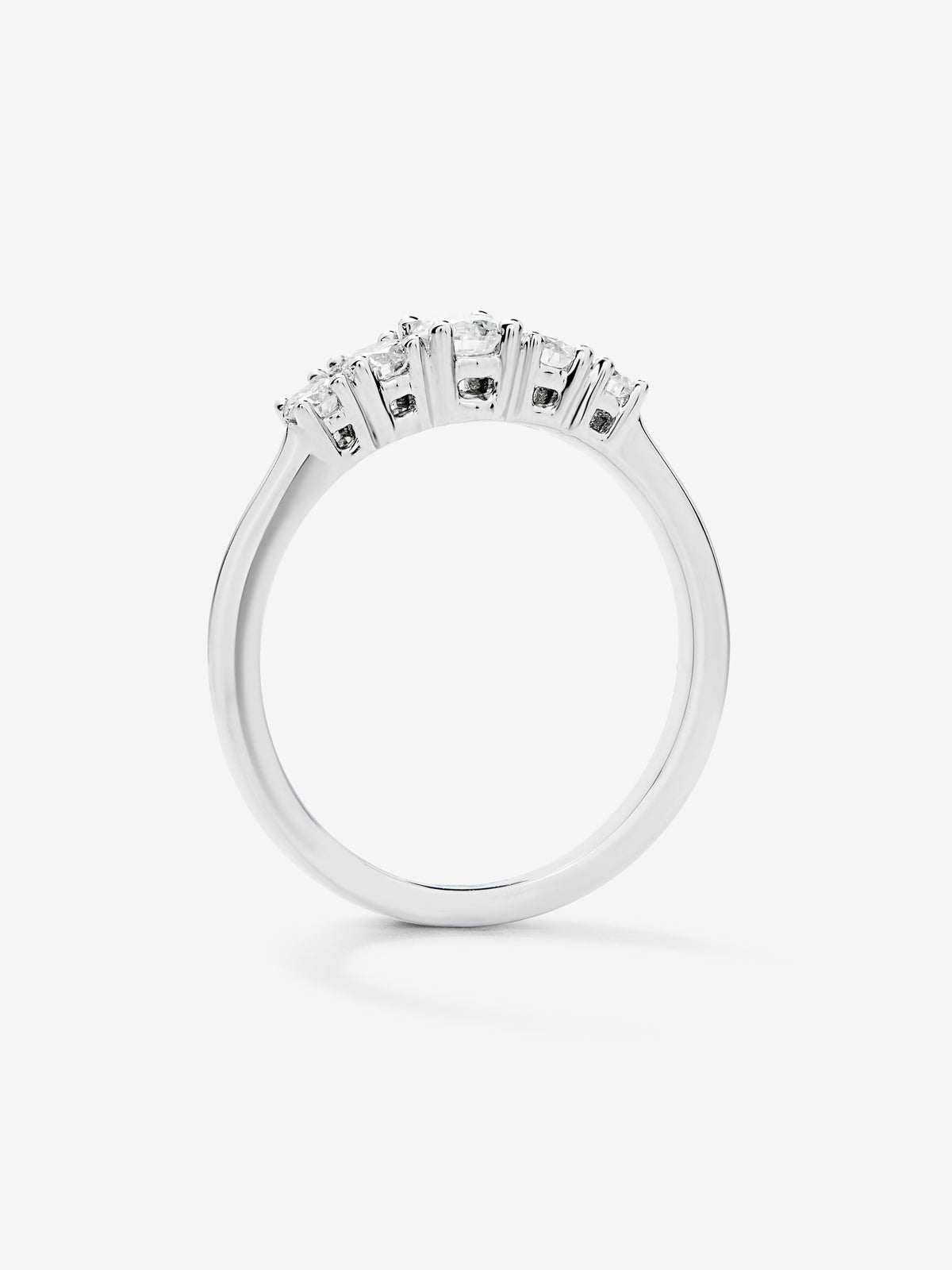 White gold five-ring with 0.17 ct brilliant-cut diamonds