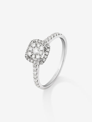 Anillo de oro blanco de 18K con 43 diamantes en talla brillante con un total de 0,31 cts