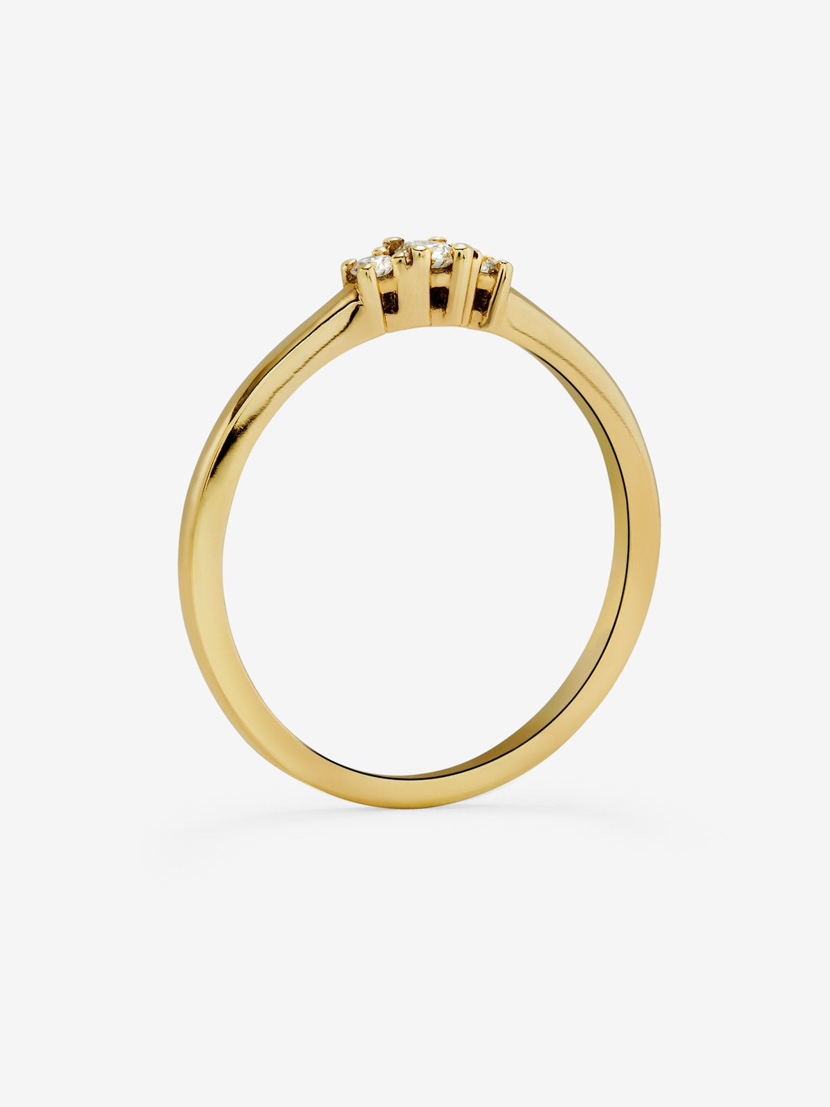 Anillo tresillo de oro amarillo de 18K con diamantes
