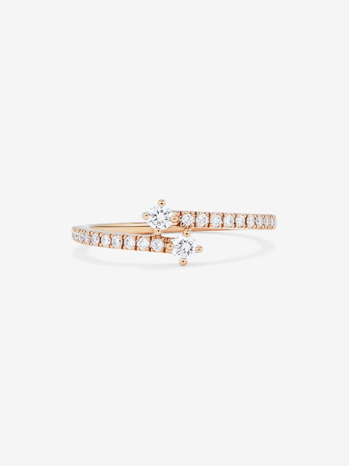 Anillo tu y yo de oro rosa de 18K con diamantes