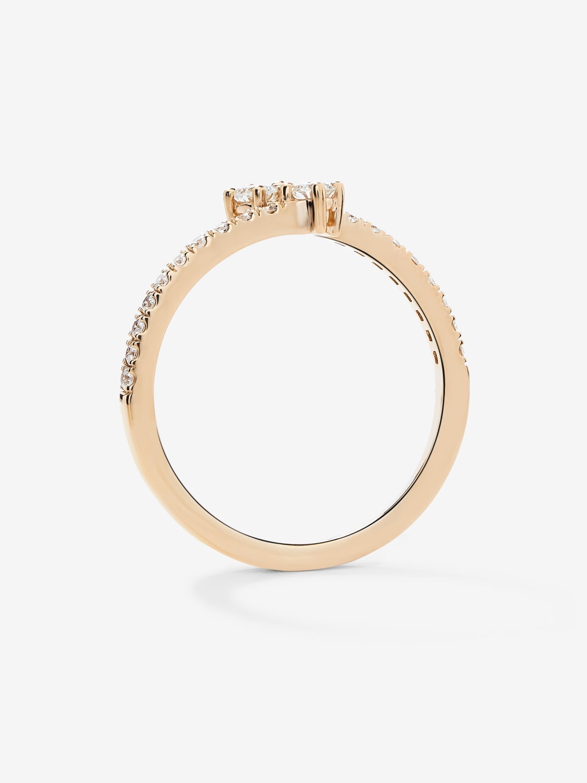 Anillo tu y yo de oro rosa de 18K con diamantes