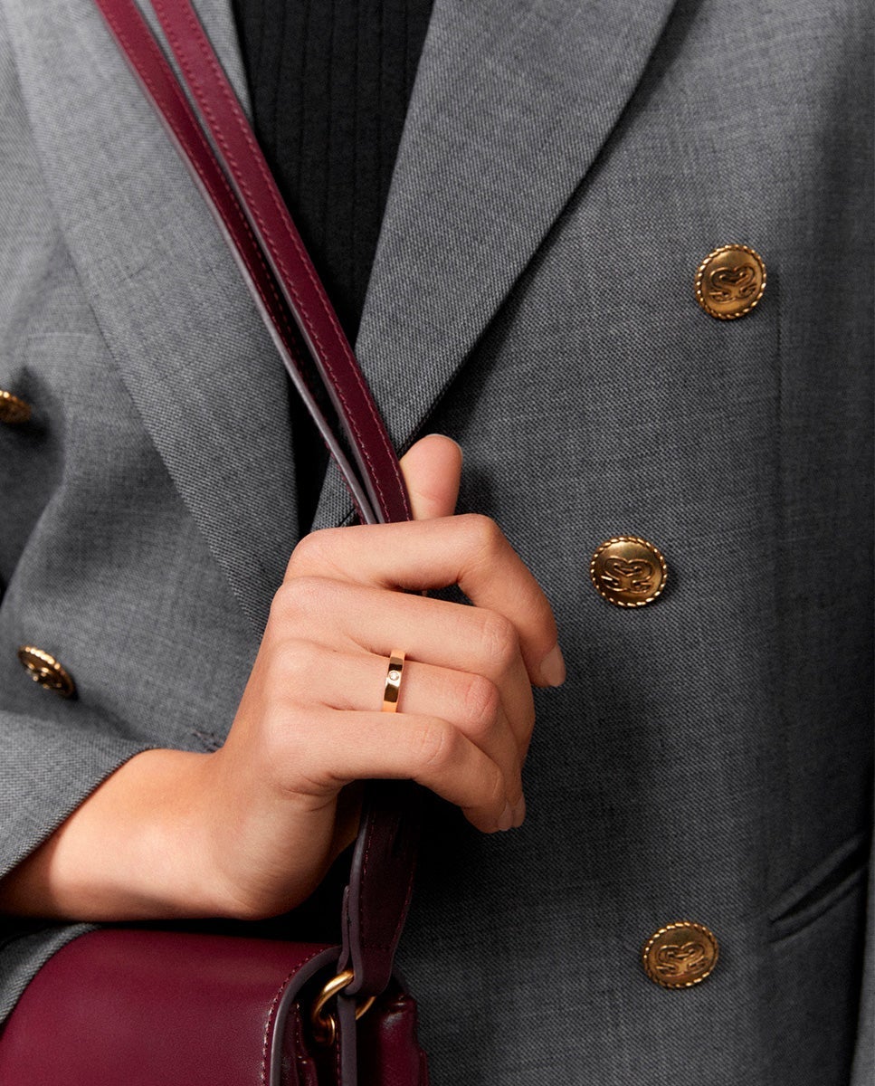 Alianza de oro rosa de 18K con diamante en talla brillante con un total de 0,03 cts