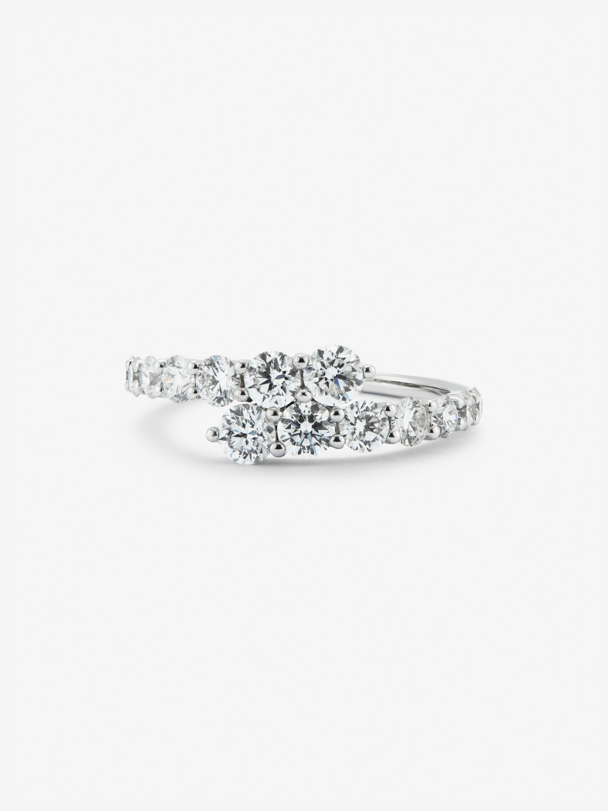 Anillo tú y yo de oro blanco de 18K con diamantes blancos en talla brillante de 1,15 cts