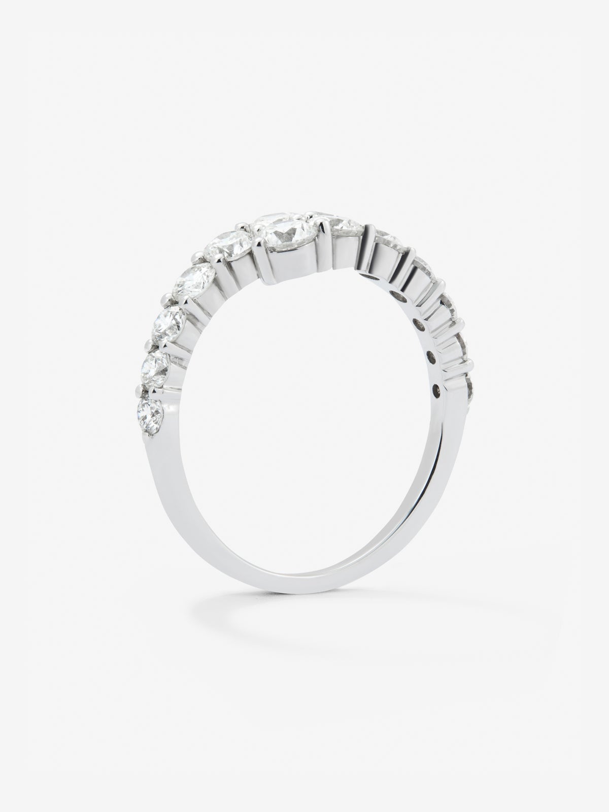 Anillo tú y yo de oro blanco de 18K con diamantes blancos en talla brillante de 1,15 cts