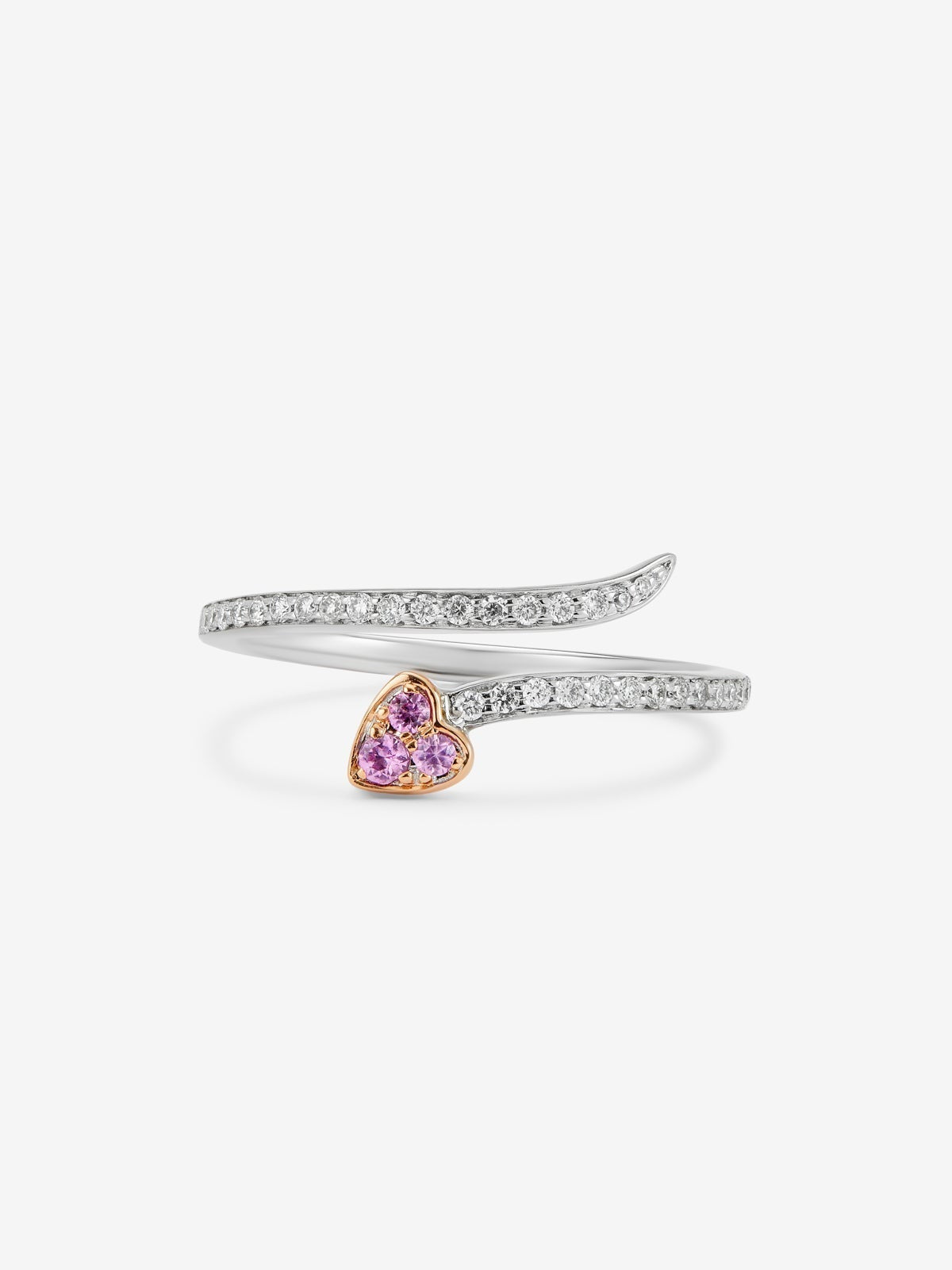 Anillo de oro rosa y oro blanco de 18kt con diamantes y zafiros