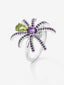 Anillo araña de plata con peridotos y amatistas