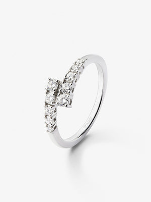Anillo tú y yo de oro blanco de 18K con 10 diamantes en talla brillante con un total de 0,4 cts