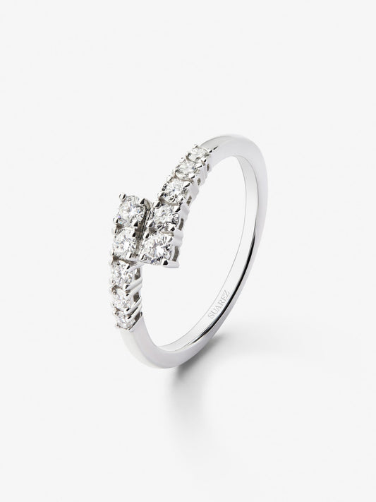 Anillo tú y yo de oro blanco de 18K con 10 diamantes en talla brillante con un total de 0,4 cts