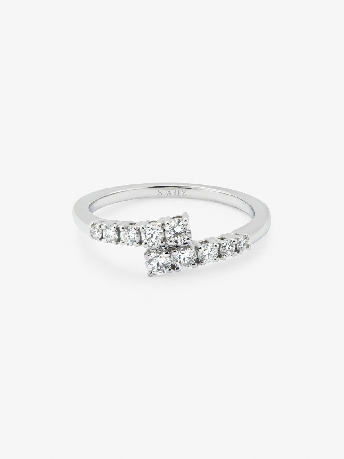 Anillo tú y yo de oro blanco de 18K con 10 diamantes en talla brillante con un total de 0,4 cts