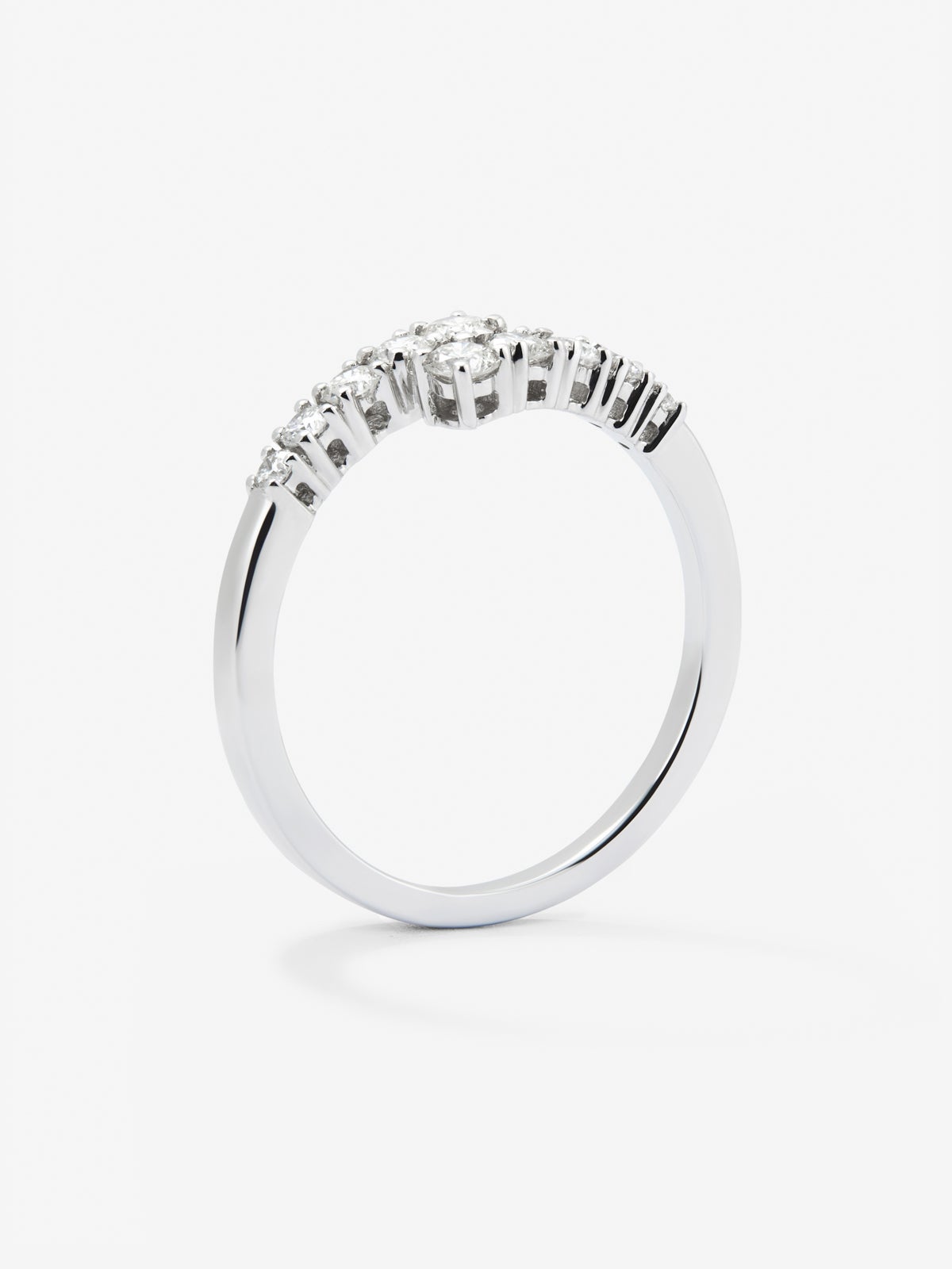 Anillo tú y yo de oro blanco de 18K con 10 diamantes en talla brillante con un total de 0,4 cts