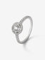 Anillo de oro blanco de 18K con doble orla de diamantes y diamante central en talla brillante con un total de 0,67 cts