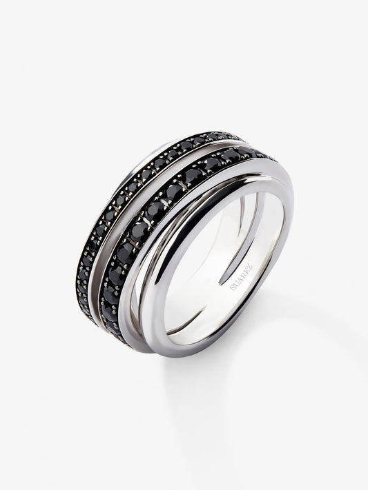 Anillo de plata 925 con pavé de espinelas negras