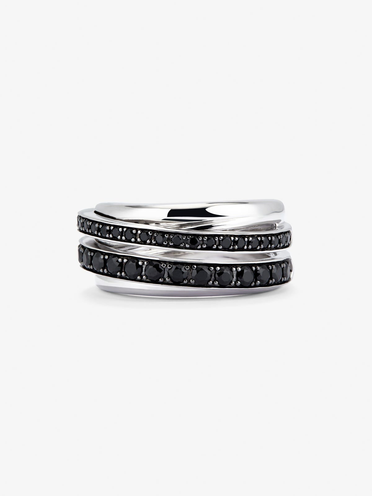 Anillo de plata 925 con pavé de espinelas negras