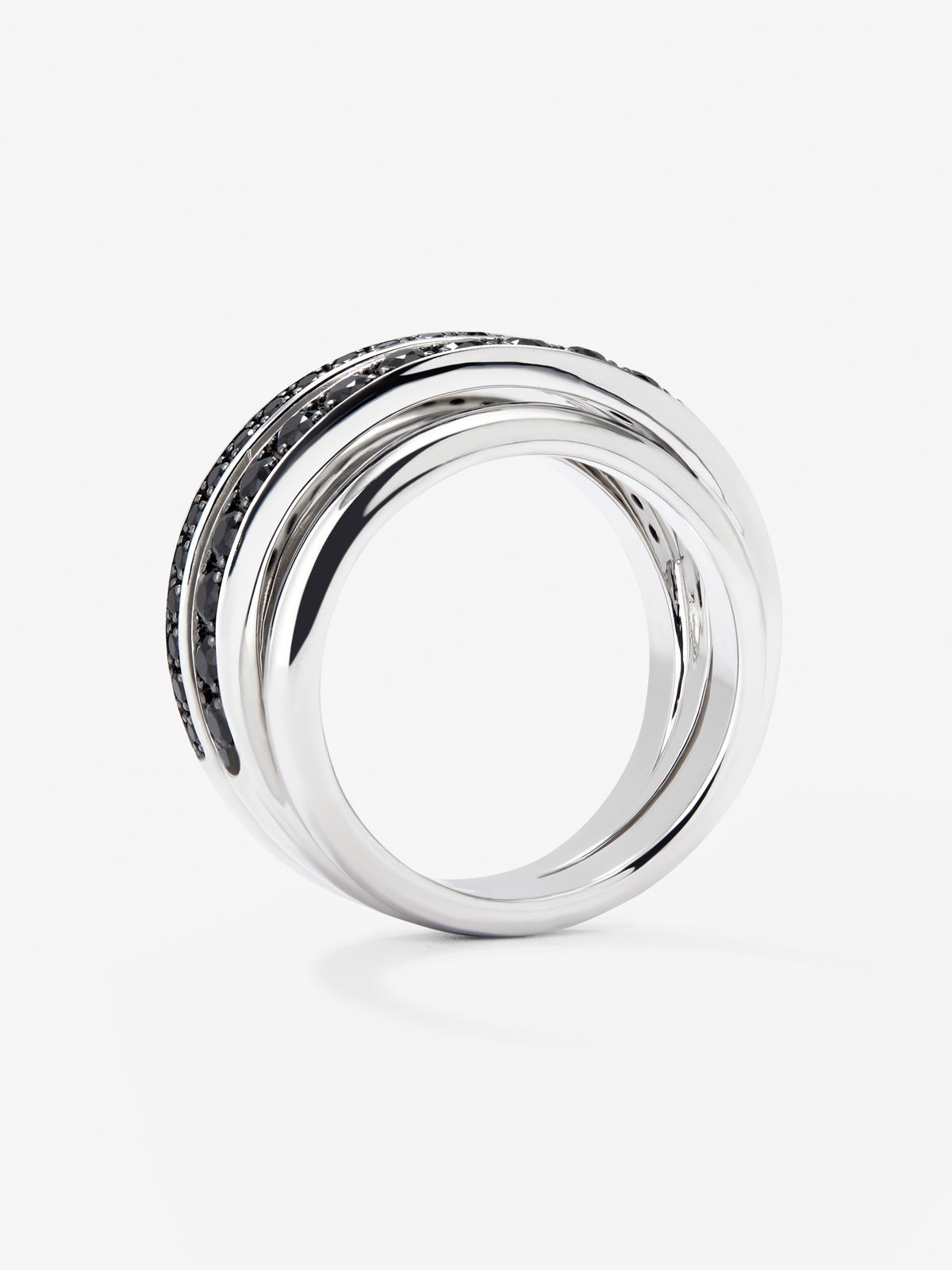 Anillo de plata 925 con pavé de espinelas negras
