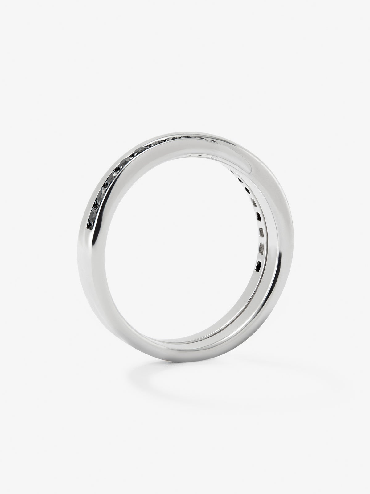 Anillo multibrazo de plata 925 con espinelas negras en talla brillante