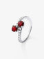 Anillo tú y yo de oro blanco de 18K con rubíes rojos en talla brillante de 1,02 cts y diamantes blancos en talla brillante de 0,34 cts