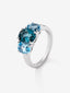 Anillo tresillo de plata 925 con topacios