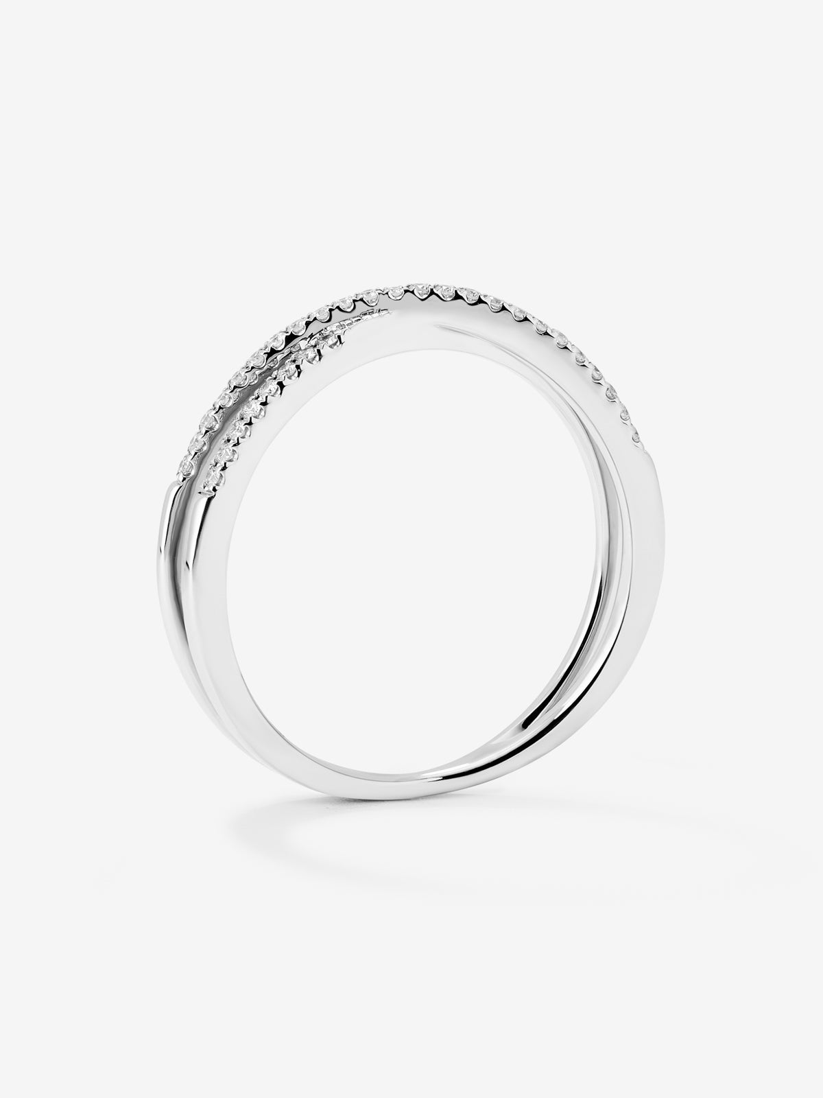 Anillo doble de oro blanco de 18K de diamantes
