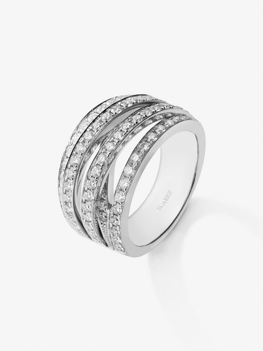 Anillo multibrazo de oro blanco de 18K con 82 diamantes en talla brillante con un total de 1,52 cts