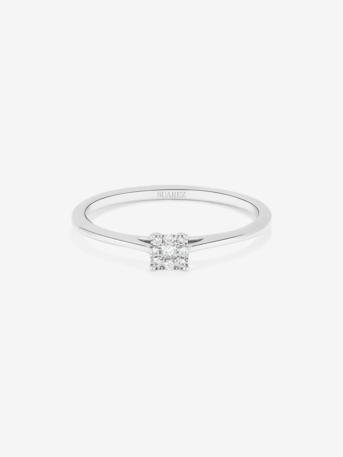 Anillo oro blanco de 18K de diamantes en pavé
