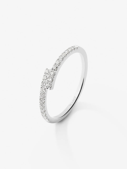 Anillo tú y yo de oro blanco 18K con 22 diamantes en talla brillante con un total de 0,18 cts