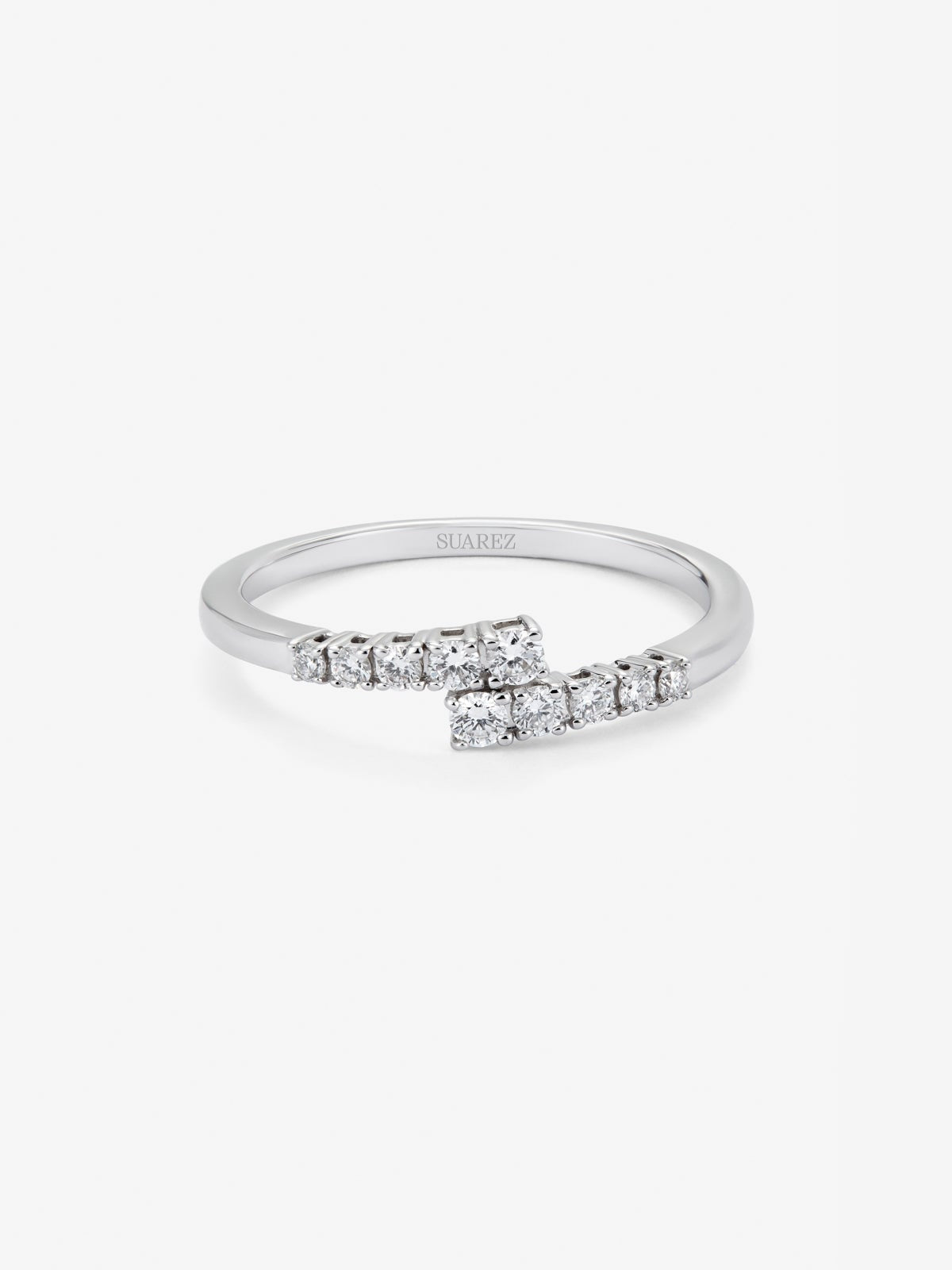 Anillo tú y yo de oro blanco de 18K con 10 diamantes en talla brillante con un total de 0,2 cts