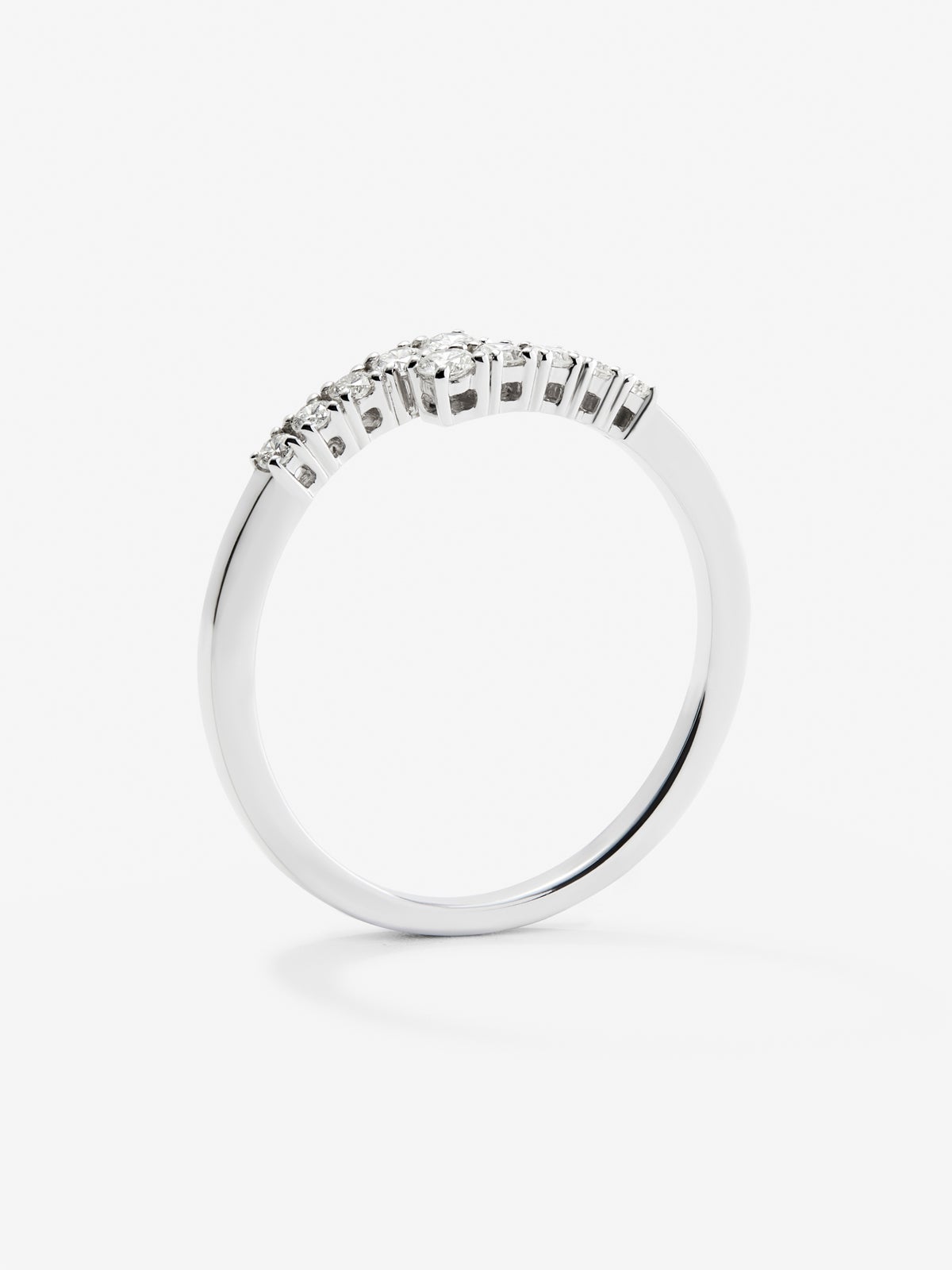 Anillo tú y yo de oro blanco de 18K con 10 diamantes en talla brillante con un total de 0,2 cts