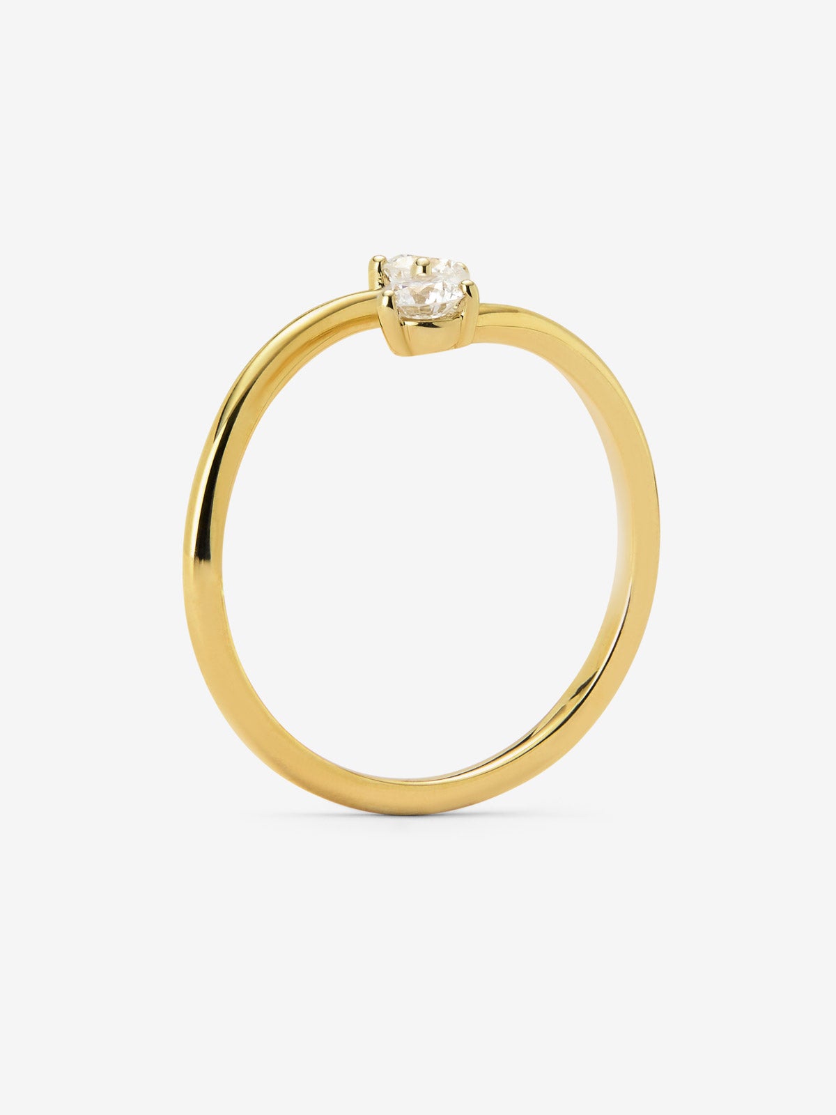 Anillo tú y yo de oro amarillo de 18K con 2 diamantes en talla brillante con un total de 0,26 cts