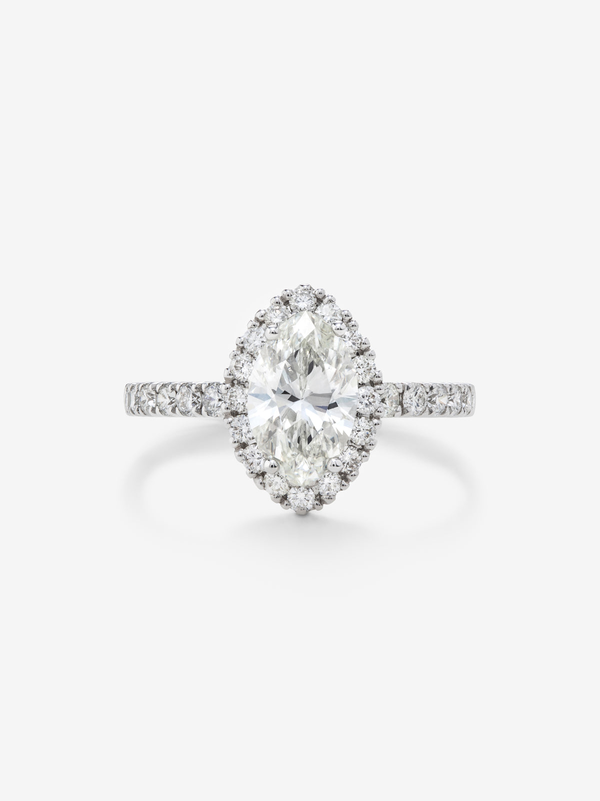 18K white gold ring with a marquise-cut diamond totaling 0.40 cts