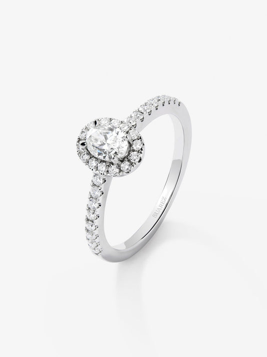Anillo de oro blanco de 18K con diamantes blancos en talla brillante de 0,68 cts