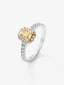 Anillo de oro blanco de 18K con diamante amarillo en talla radiant de 1 cts y diamantes blancos en talla brillante de 0,49 cts