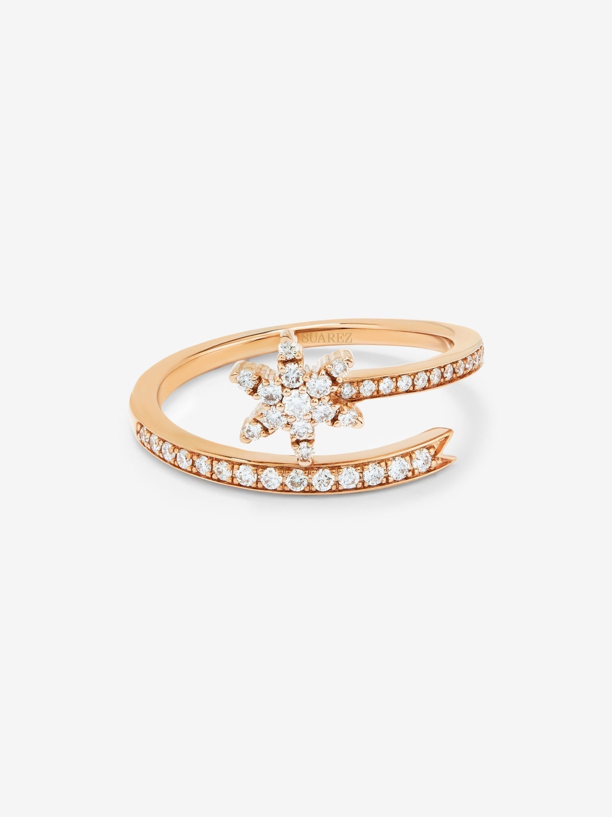 Anillo tú y yo de oro rosa de 18K con 41 diamantes en talla brillante con un total de 0,26 cts