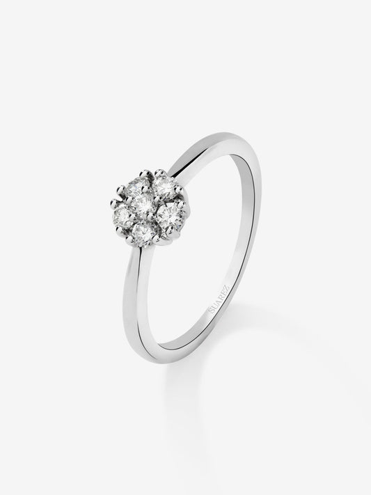Anillo de oro blanco de 18K de diamantes en pavé