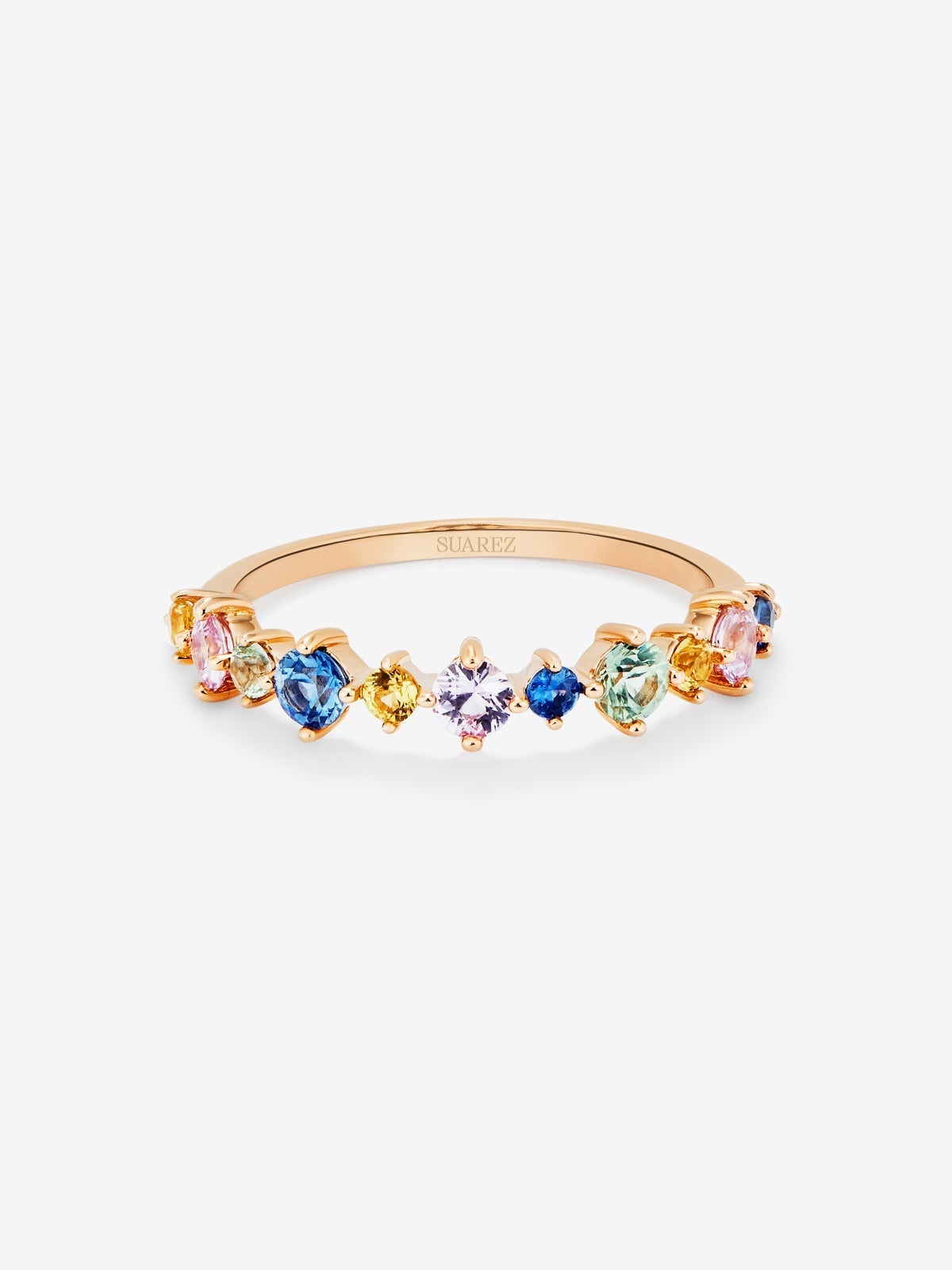 Anillo de oro rosa de 18K con zafiro multicolor