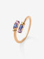 Anillo tú y yo de oro rosa de 18K con 6 zafiros multicolor con un total de 0,49 cts