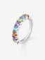 Anillo de plata 925 con peridotos, amatistas moradas, cuarzos citrinos y topacios azul swiss en talla brillante