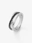 Anillo cruzado de plata 925 con espinelas negras en talla brillante
