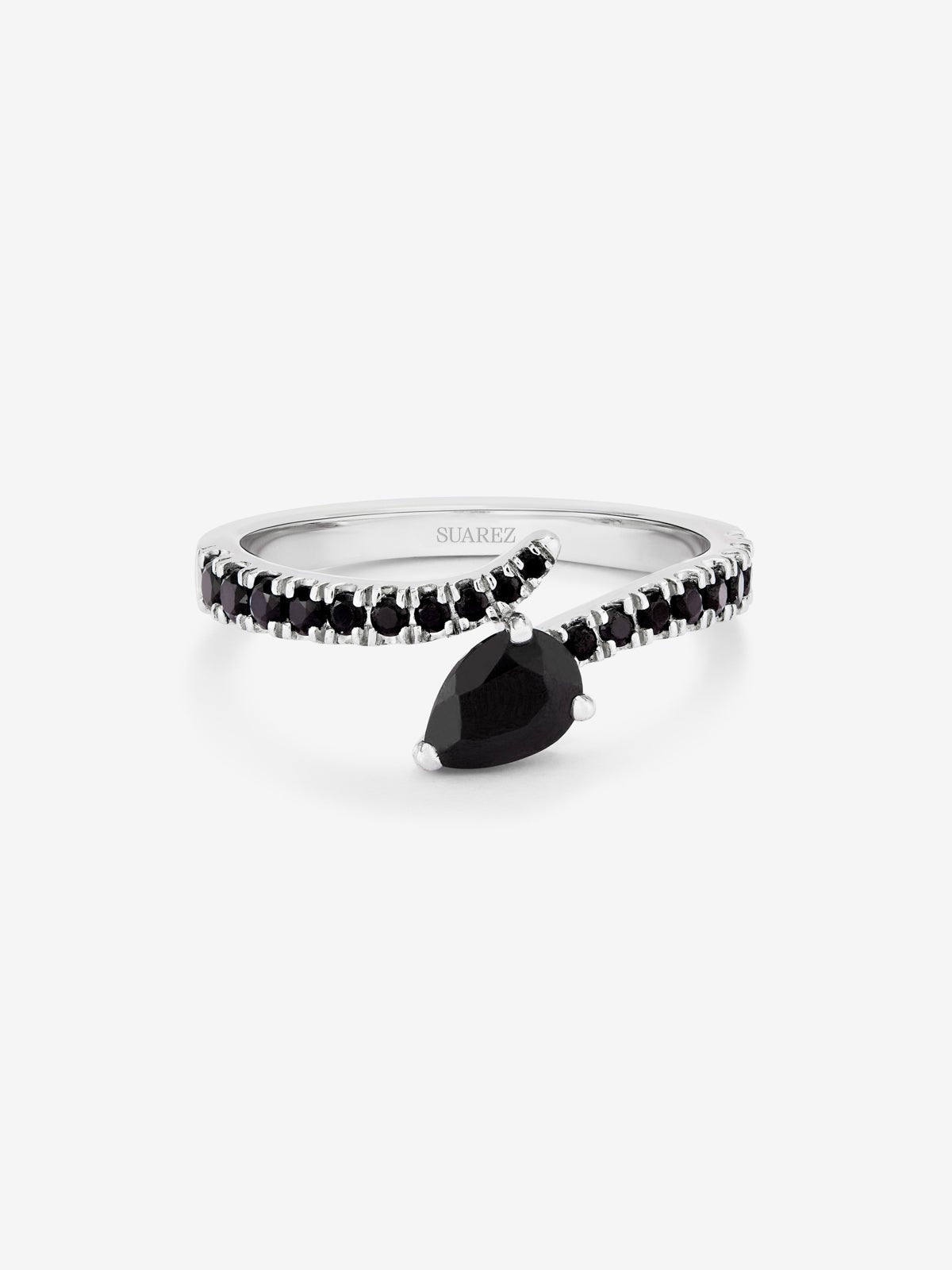 Anillo abierto de plata 925 con 19 espinelas en talla pera y brillante